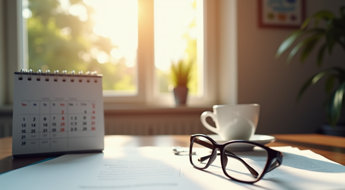 Bureau professionnel avec note de médecin et café