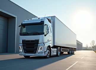 Trouver le camion de transport idéal pour votre entreprise Camion de transport blanc moderne devant un entrepôt lumineux