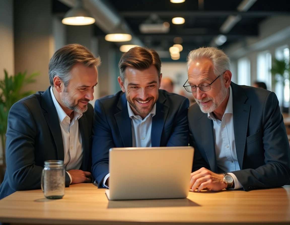Groupe de professionnels consultant les dernières places disponibles pour l'événement lesentreprisesfrenchy 2026 sur un ordinateur portable