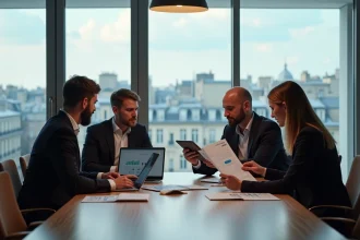 Equipe de gestionnaires logistiques à Paris en réunion