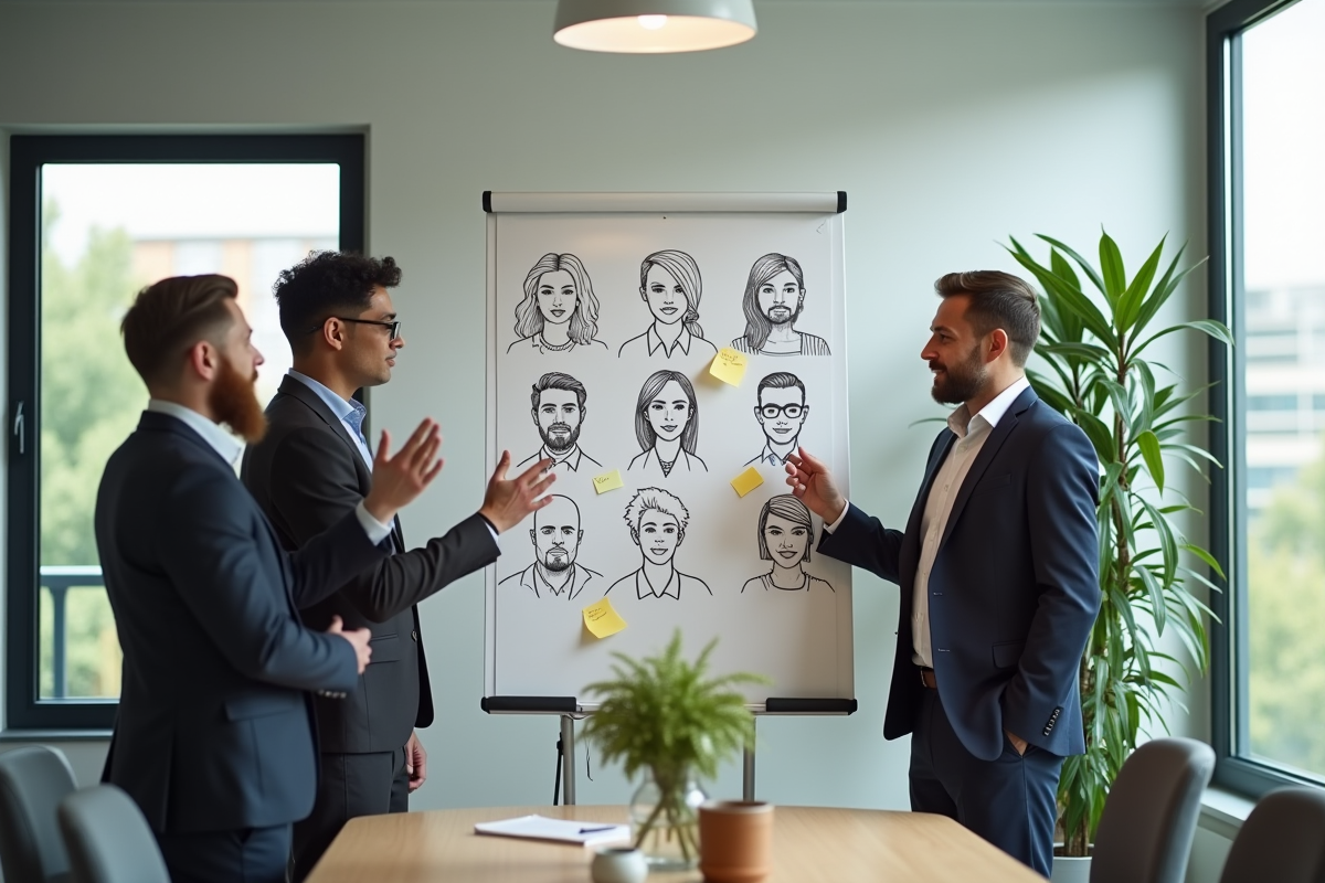 Equipe marketing diverse discutant autour d