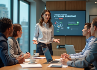 Marque sponsorisée facilement : trouver la meilleure solution marketing Groupe de professionnels lors d'une réunion marketing