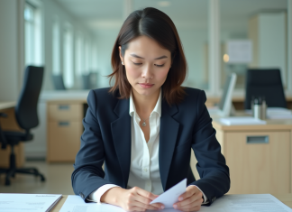Assistant section officer : quelles opportunités de carrière ? Femme en blazer navy dans un bureau moderne