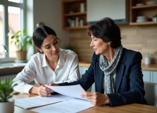 Remplir une DP : qui peut m’aider efficacement ? Femme d'âge moyen avec architecte dans une cuisine chaleureuse