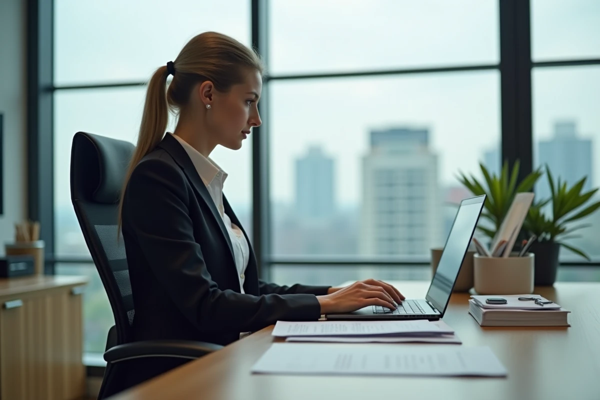 Femme en bureau comparant options de financement