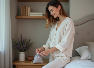 Conseils pour améliorer la qualité du sommeil : 7 astuces efficaces à essayer Femme arrangeant un sachet de lavande dans sa chambre