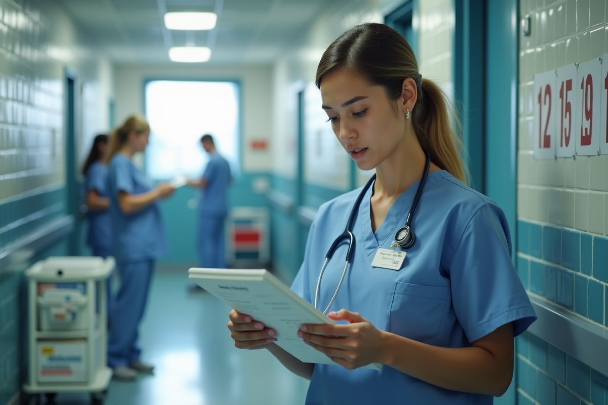 Jeune femme en blouse médicale dans un hôpital