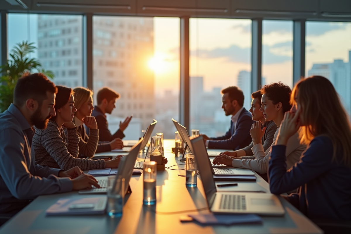 Groupe de collègues fatigués après une longue journée de travail