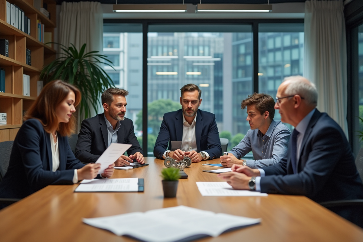 Quatre personnes diverses en réunion de travail
