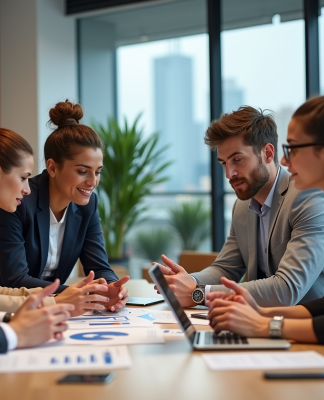 Groupe de jeunes professionnels collaborant dans un bureau moderne
