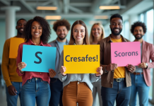 Groupe de professionnels dans un bureau moderne avec des signes S