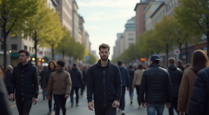 Personne isolée dans la foule symbolisant la dissent