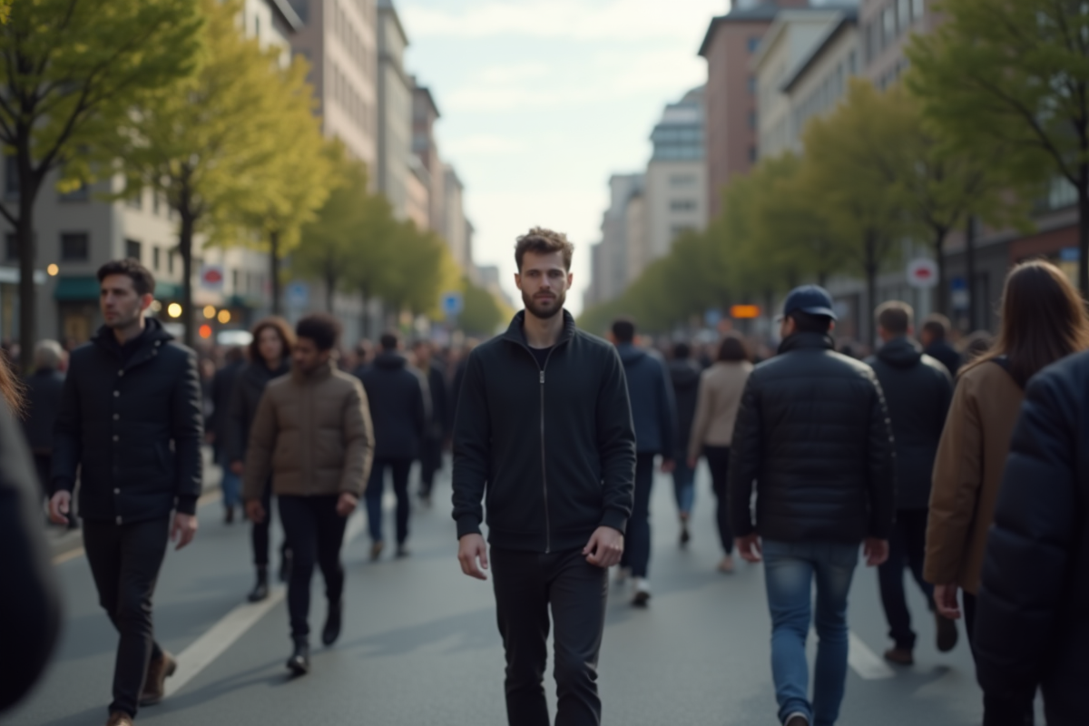 Personne isolée dans la foule symbolisant la dissent