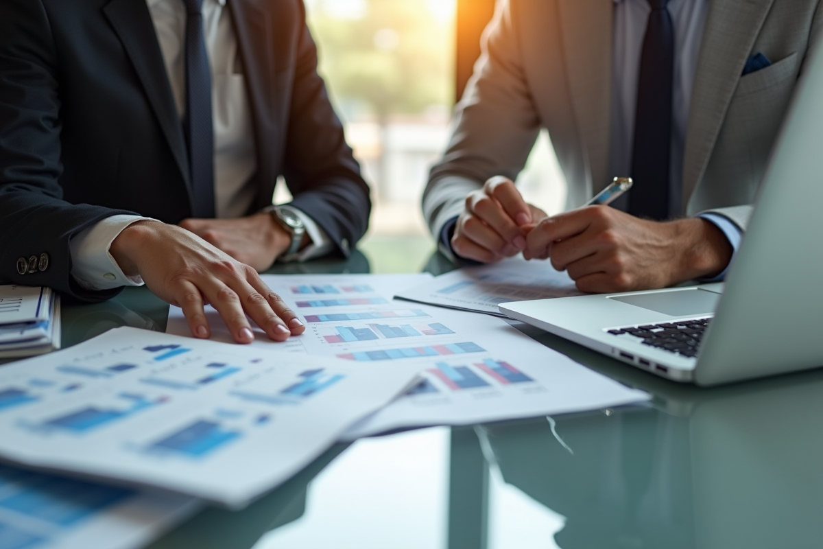 Deux professionnels discutent de documents juridiques lors d