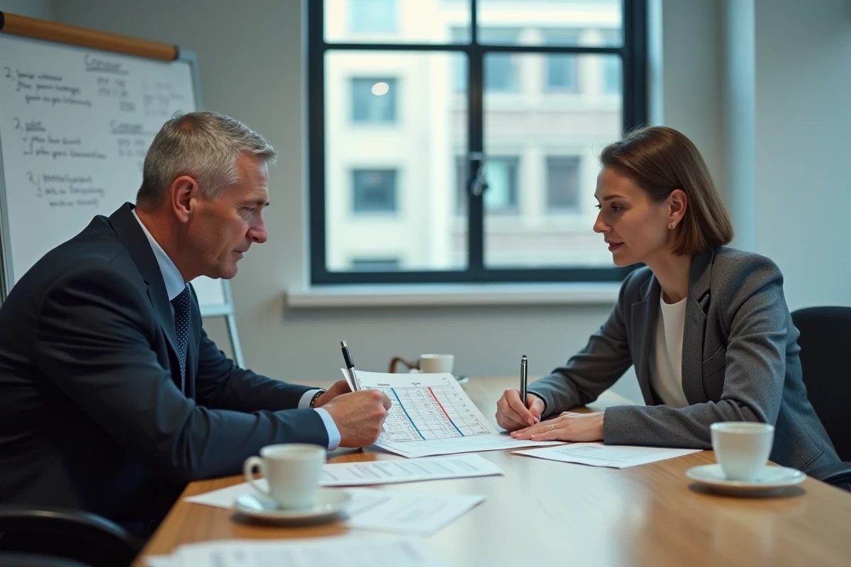 Deux fonctionnaires comparant les grilles salariales titulaires et contractuels lors d'une réunion administrative en 2026