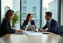 Valeur ajoutée entreprise: exemple concret et bénéfices à saisir Groupe de professionnels en réunion dans un bureau moderne